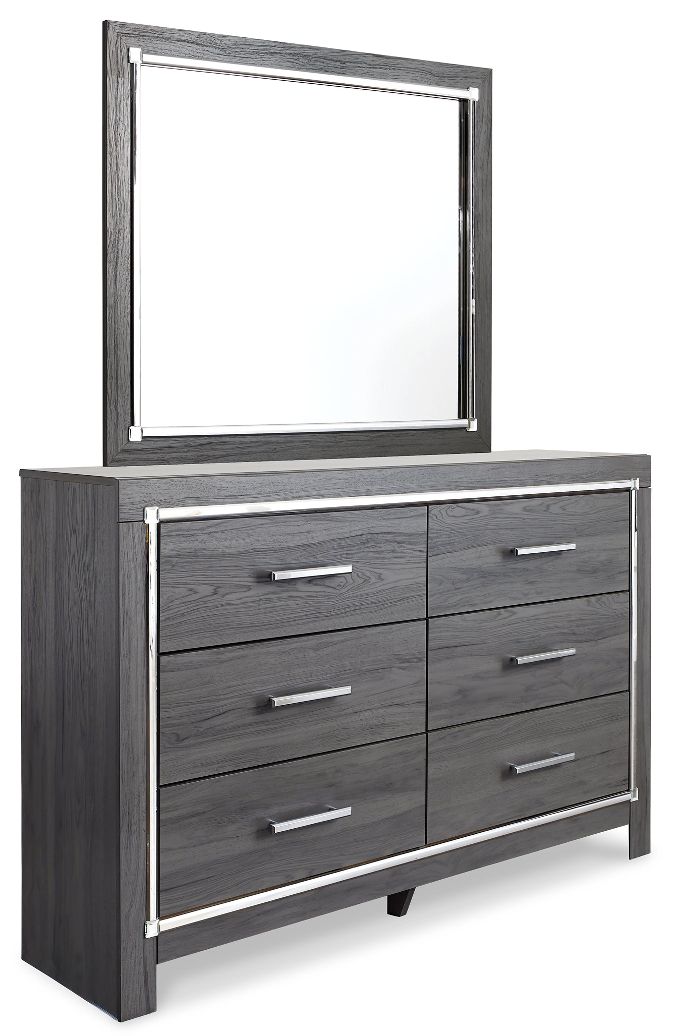 Lodanna Queen Panel Bed with 2 Storage Drawers with Mirrored Dresser and 2 Nightstands