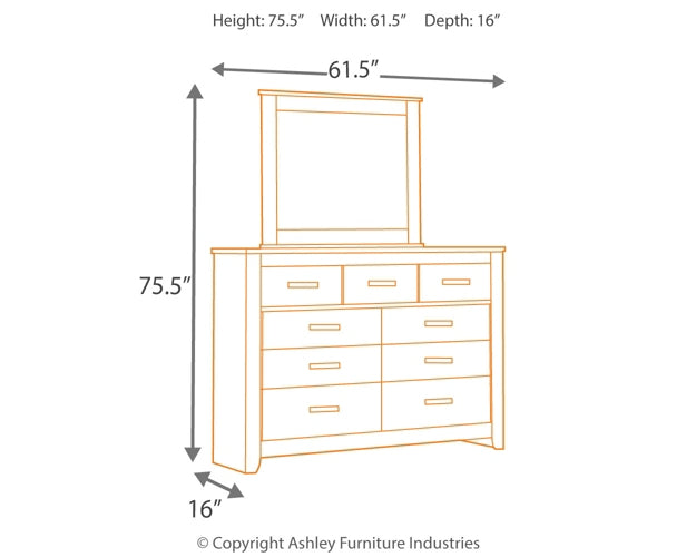 Brinxton King/California King Panel Headboard with Mirrored Dresser and 2 Nightstands