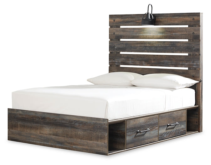 Drystan Twin Panel Bed with 2 Storage Drawers with Mirrored Dresser, Chest and 2 Nightstands