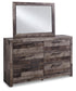 Derekson Queen/Full Panel Headboard with Mirrored Dresser and Chest