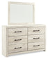 Cambeck Queen Panel Bed with 4 Storage Drawers with Mirrored Dresser, Chest and 2 Nightstands