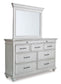 Kanwyn Queen Panel Bed with Mirrored Dresser and 2 Nightstands