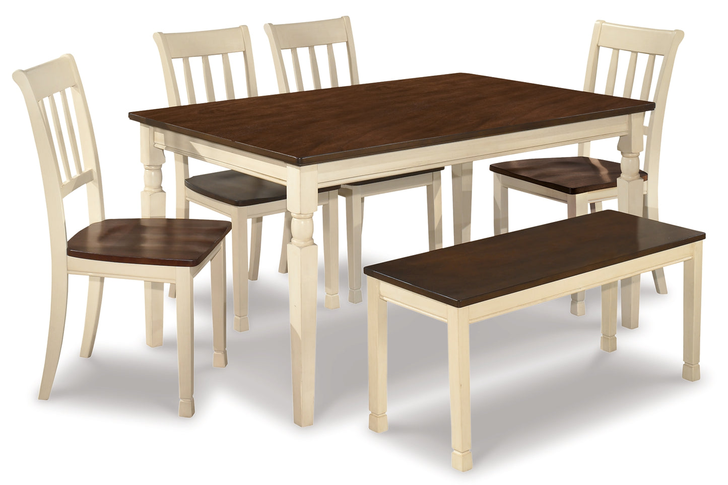 Whitesburg Dining Table and 4 Chairs and Bench