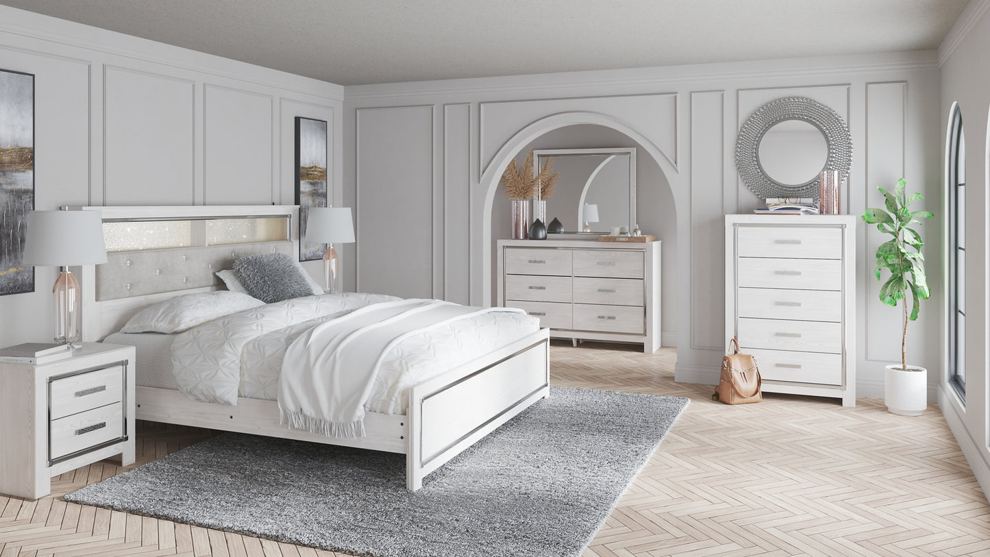 Altyra King Bookcase Headboard with Mirrored Dresser and Chest