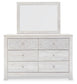 Paxberry King Panel Bed with Mirrored Dresser, Chest and Nightstand