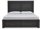 Foyland California King Panel Storage Bed with Mirrored Dresser, Chest and Nightstand