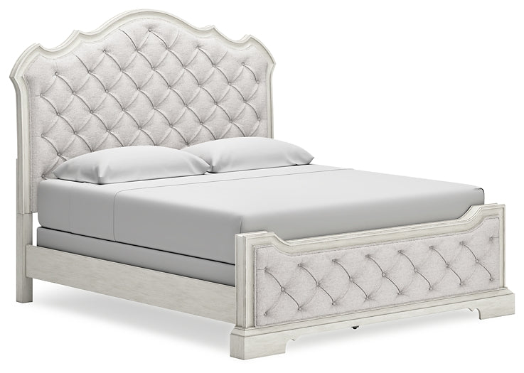 Arlendyne King Upholstered Bed with Mirrored Dresser, Chest and 2 Nightstands