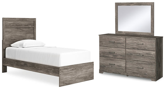 Ralinksi Twin Panel Bed with Mirrored Dresser