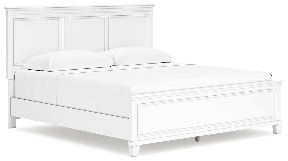 Fortman King Panel Bed with Mirrored Dresser, Chest and 2 Nightstands