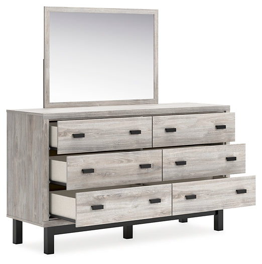 Vessalli Queen Panel Bed with Mirrored Dresser and Chest