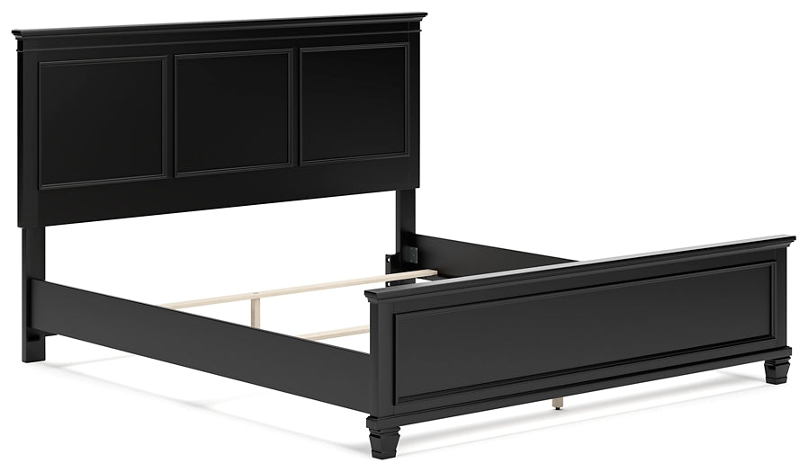 Lanolee California King Panel Bed with Mirrored Dresser, Chest and Nightstand