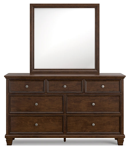 Danabrin Full Panel Bed with Mirrored Dresser and Nightstand