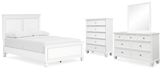 Fortman Full Panel Bed with Mirrored Dresser and Chest