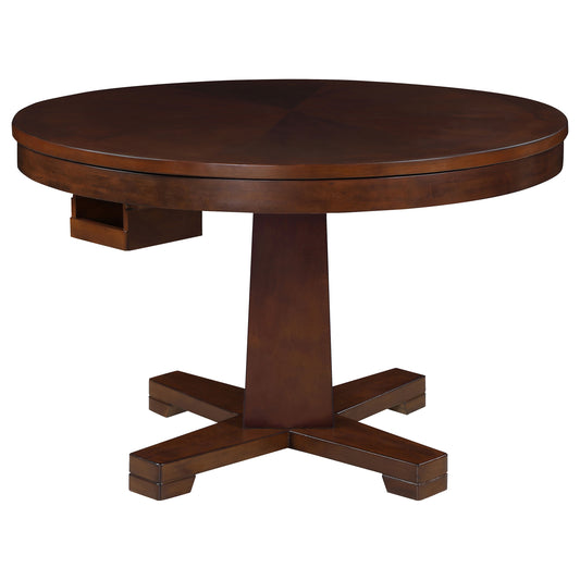 Marietta Round Dining and Billiard Poker Game Table Tobacco