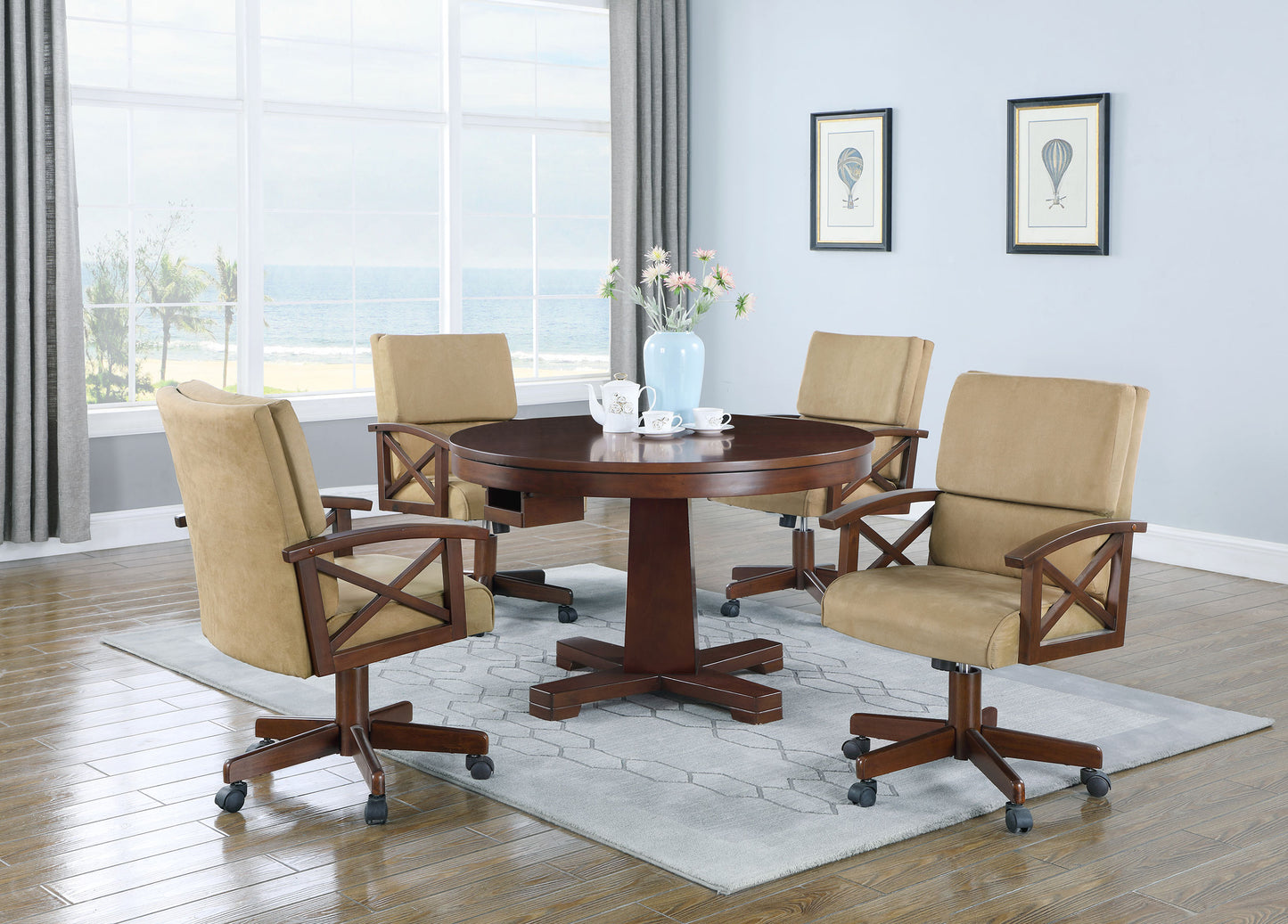 Marietta 5-piece 3-in-1 Dining and Game Table Set Tobacco