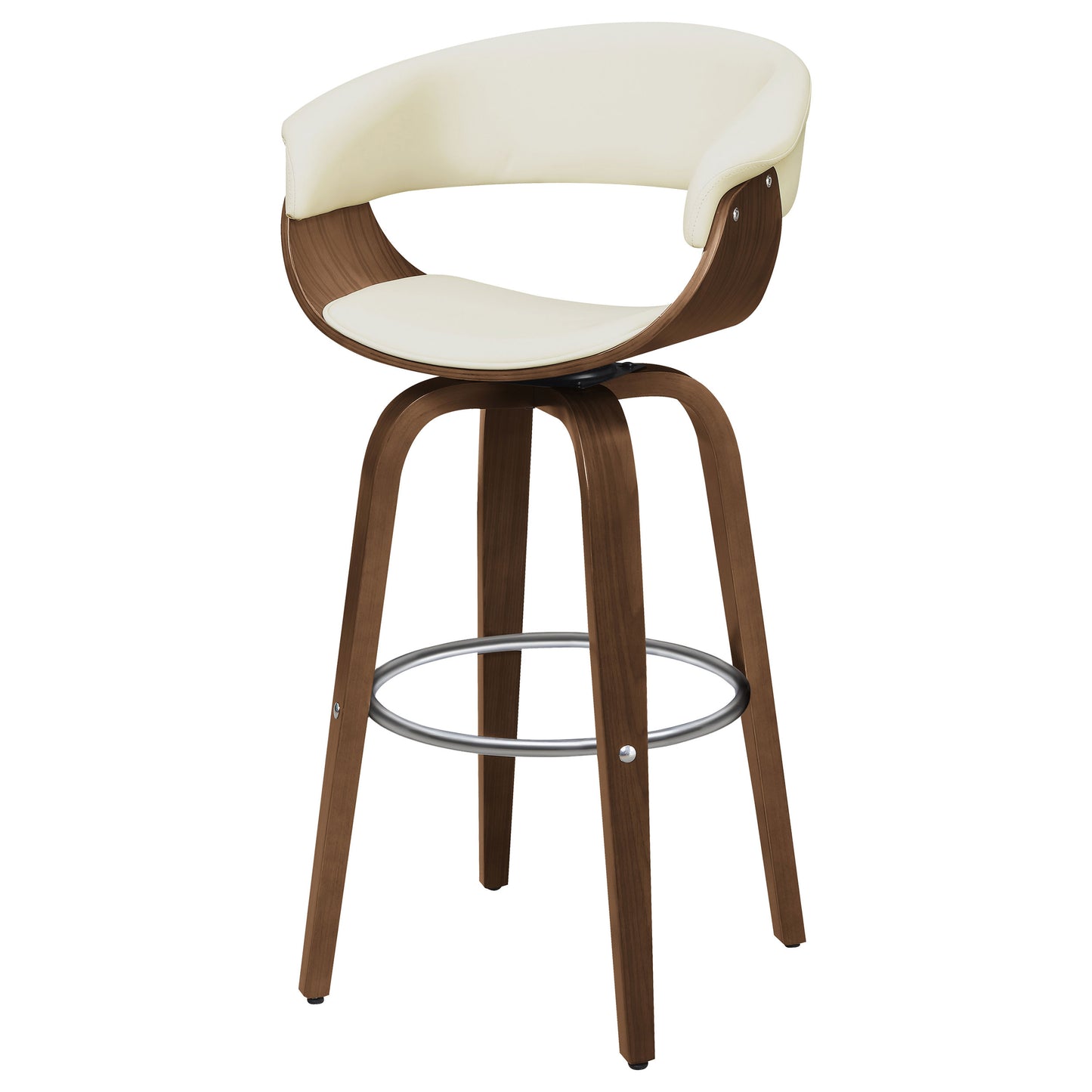 Zion Upholstered Swivel Bar Stool Walnut and Ecru