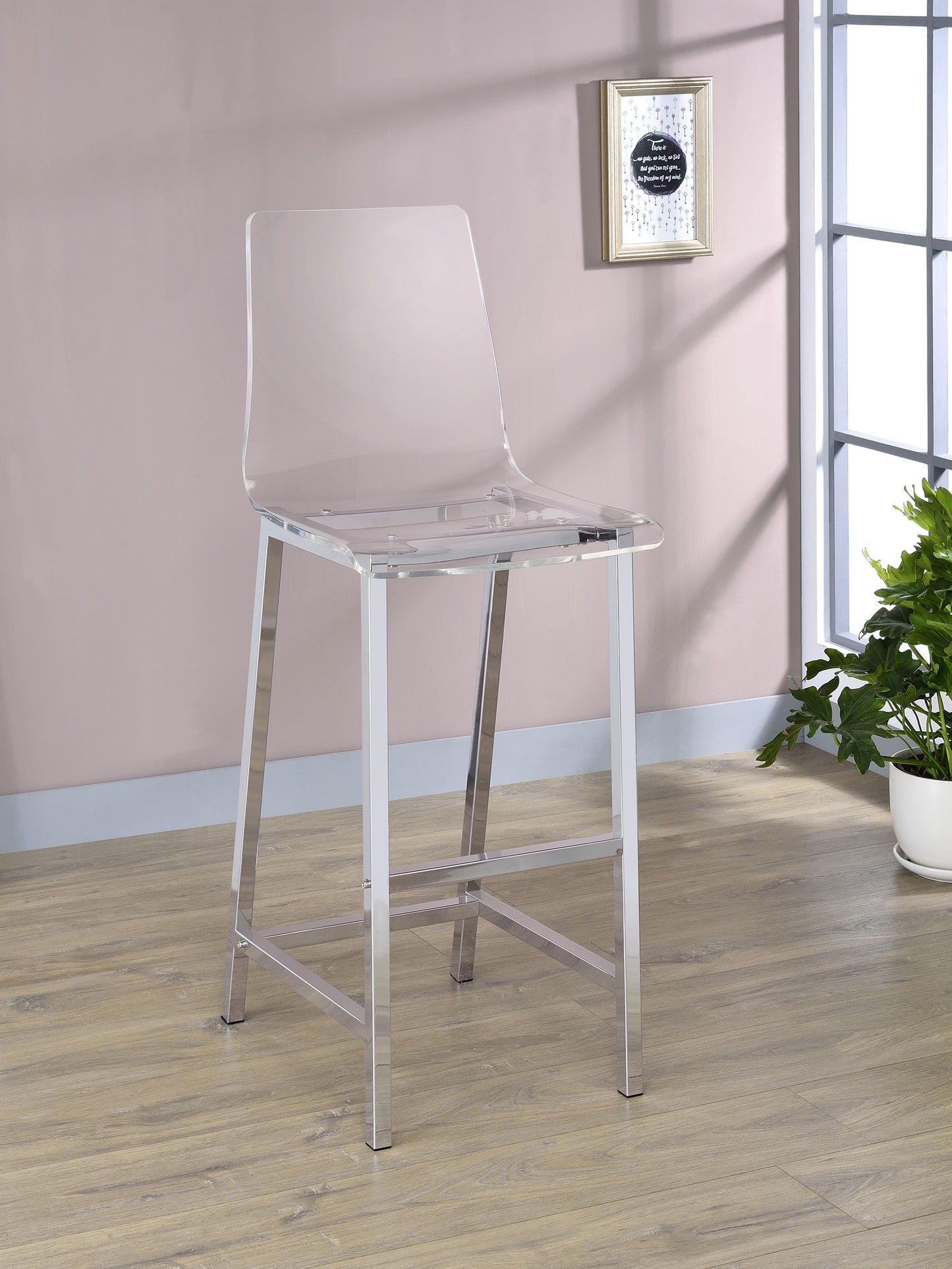 Juelia Clear Acrylic Bar Chair Chrome (Set of 2)