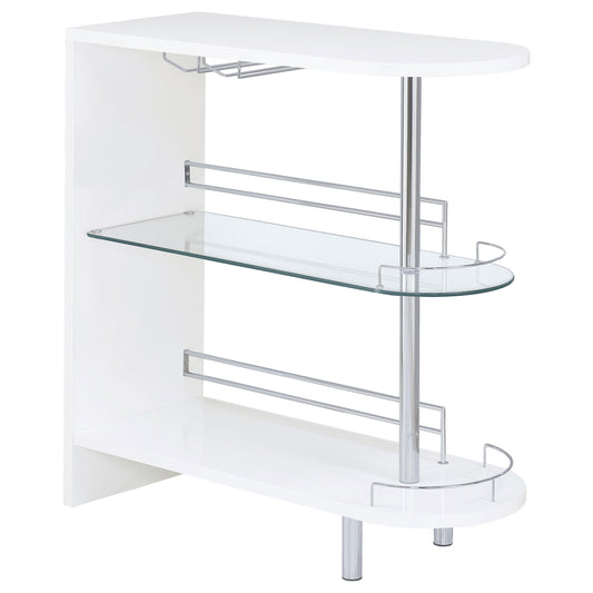 Adolfo Rectangular 2-tier Home Bar Table White High Gloss