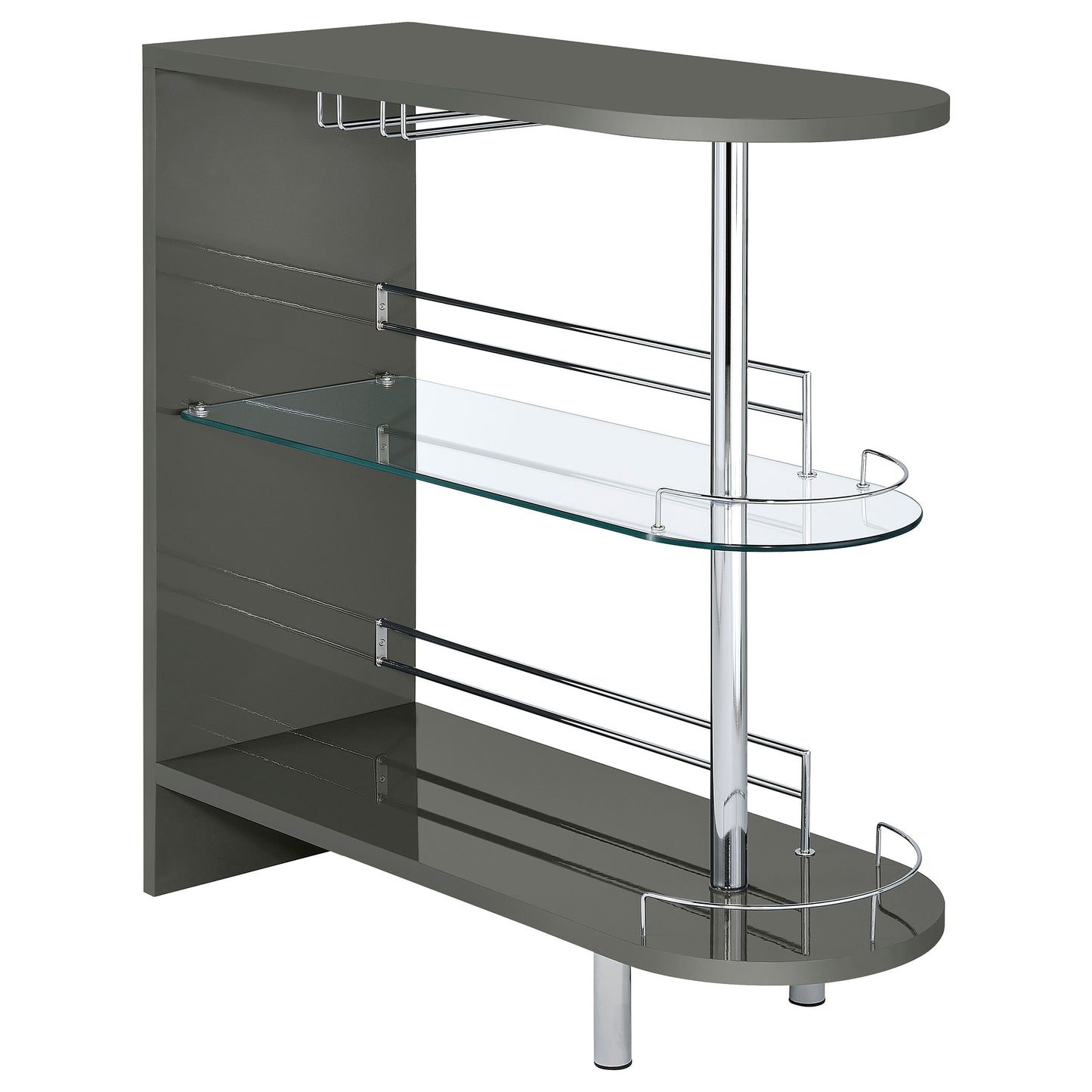 Adolfo Rectangular 2-tier Home Bar Table Grey High Gloss