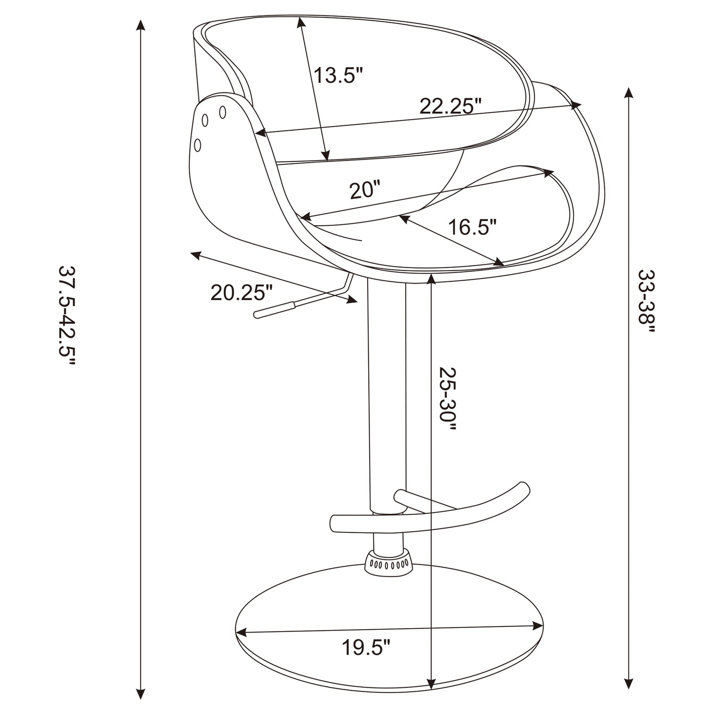 Dana Adjustable Bar Stool Ecru and Chrome