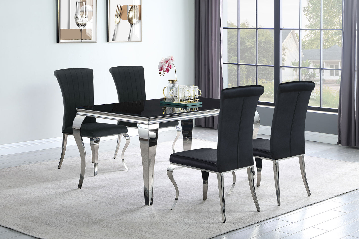 Betty Velvet Upholstered Dining Side Chair Black (Set of 4)