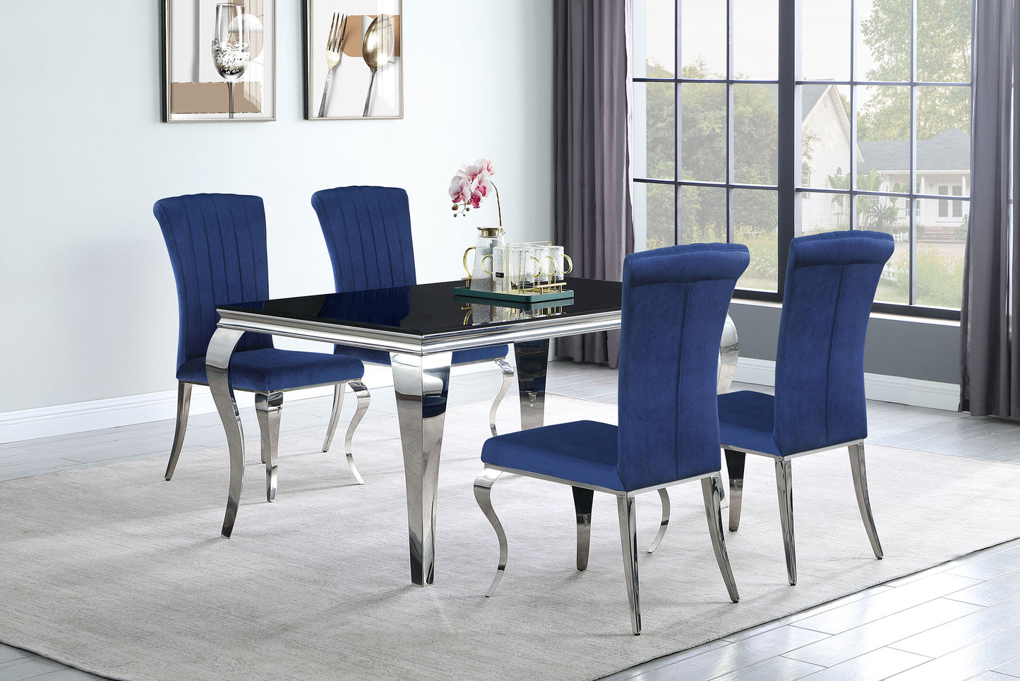 Betty Velvet Upholstered Dining Chair Ink Blue (Set of 4)