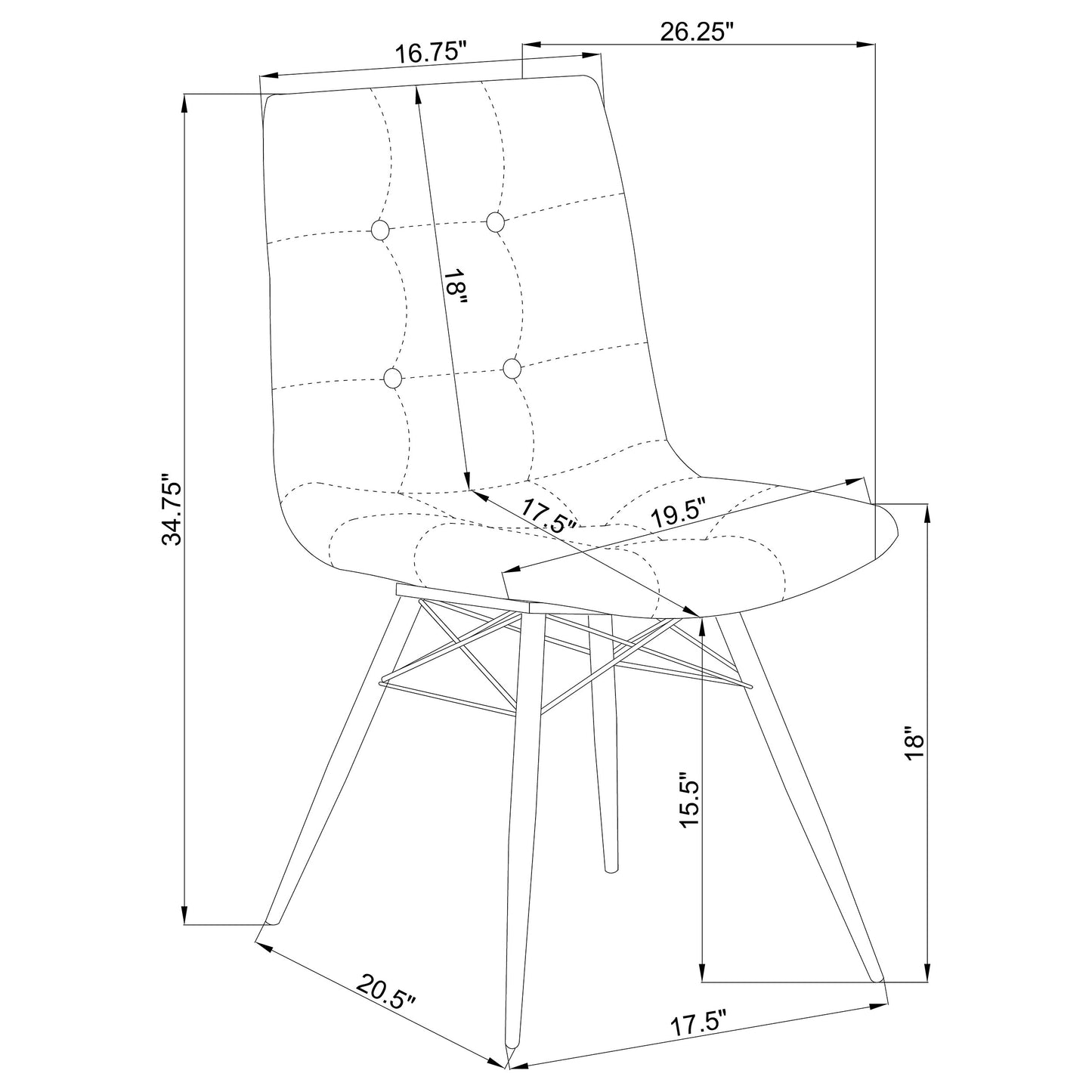 Aiken Upholstered Dining Side Chair Brown (Set of 4)