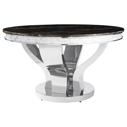 Anchorage Round 51-inch Glass Top Dining Table Chrome