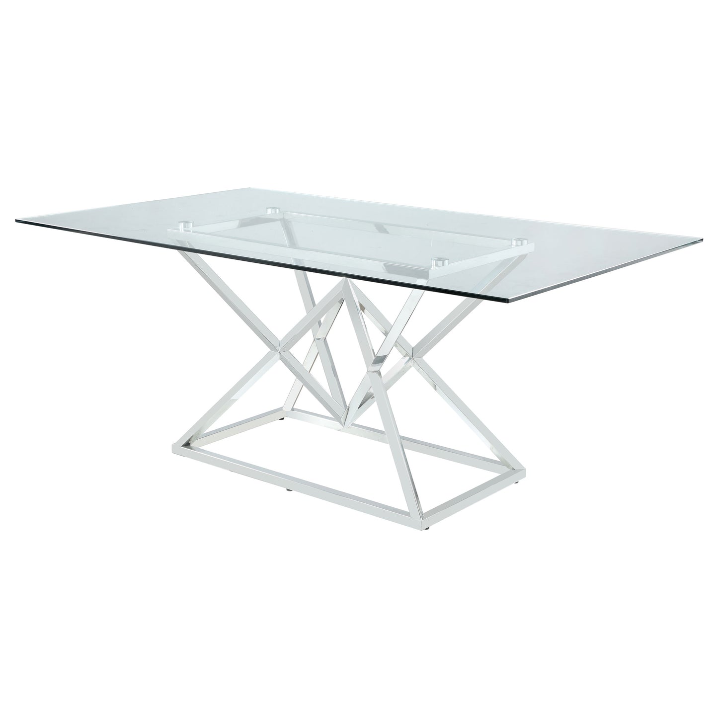 Beaufort Rectangular 71-inch Glass Top Dining Table Chrome