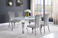 Carone 5-piece 61" Rectangular White Glass Dining Set Grey