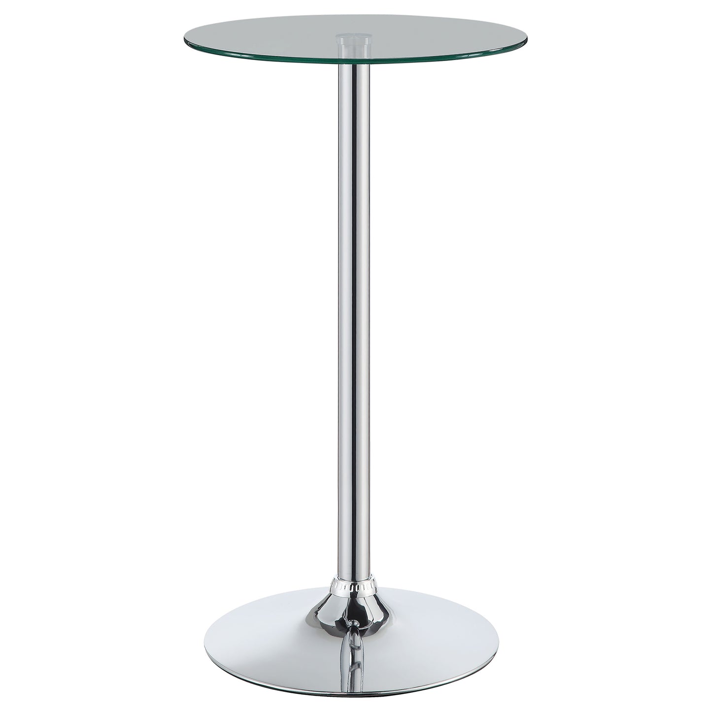 Abiline Round 24-inch Glass Top Bistro Bar Table Chrome