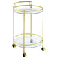 Chrissy 2-tier Round Glass Shelf Metal Bar Cart Brass