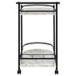 Desiree 2-tier Faux Marble Shelf Metal Bar Cart Black