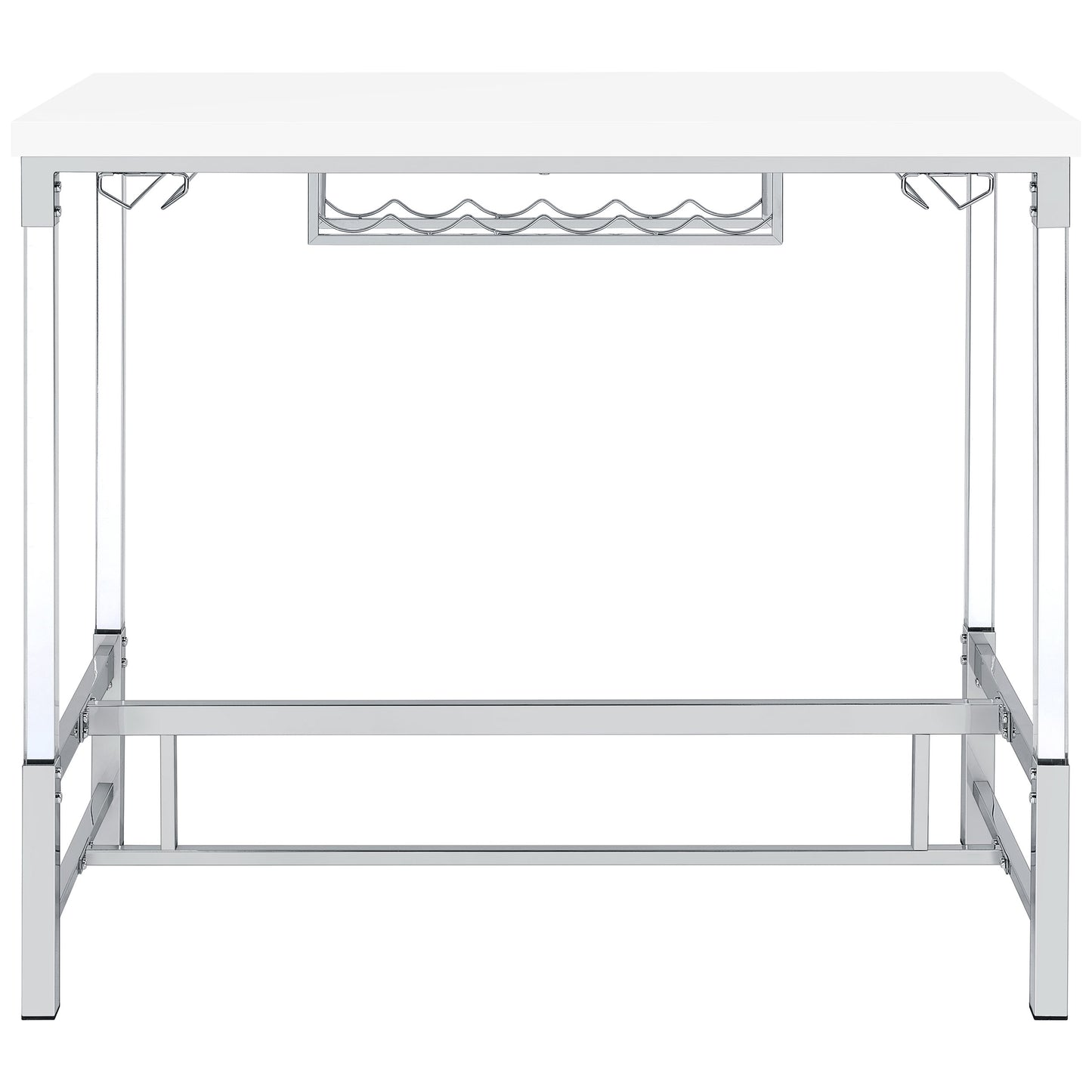 Norcrest 47-inch Acrylic Leg Bar Table White High Gloss