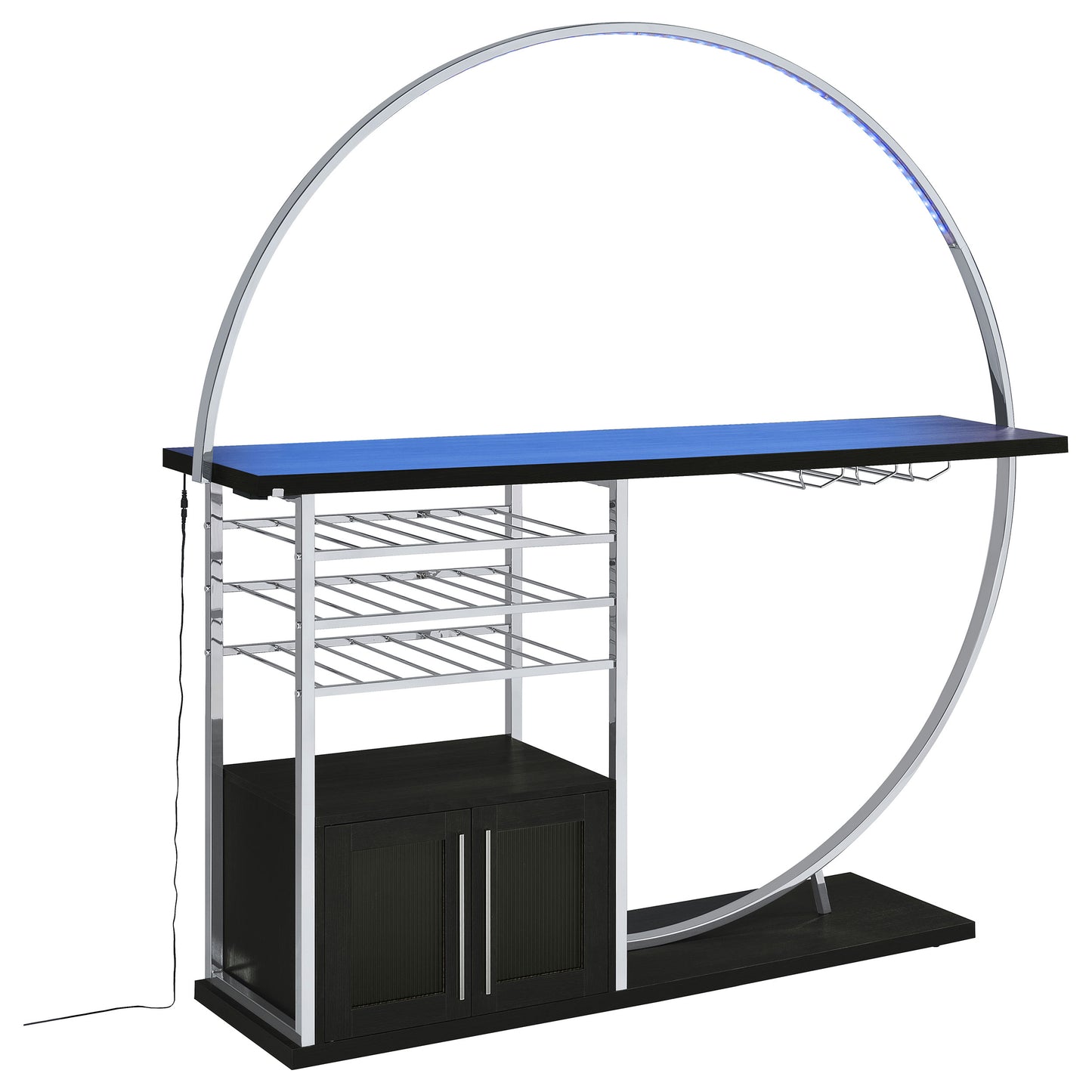 Risley 2-door Circular LED Home Bar Cabinet Dark Charcoal