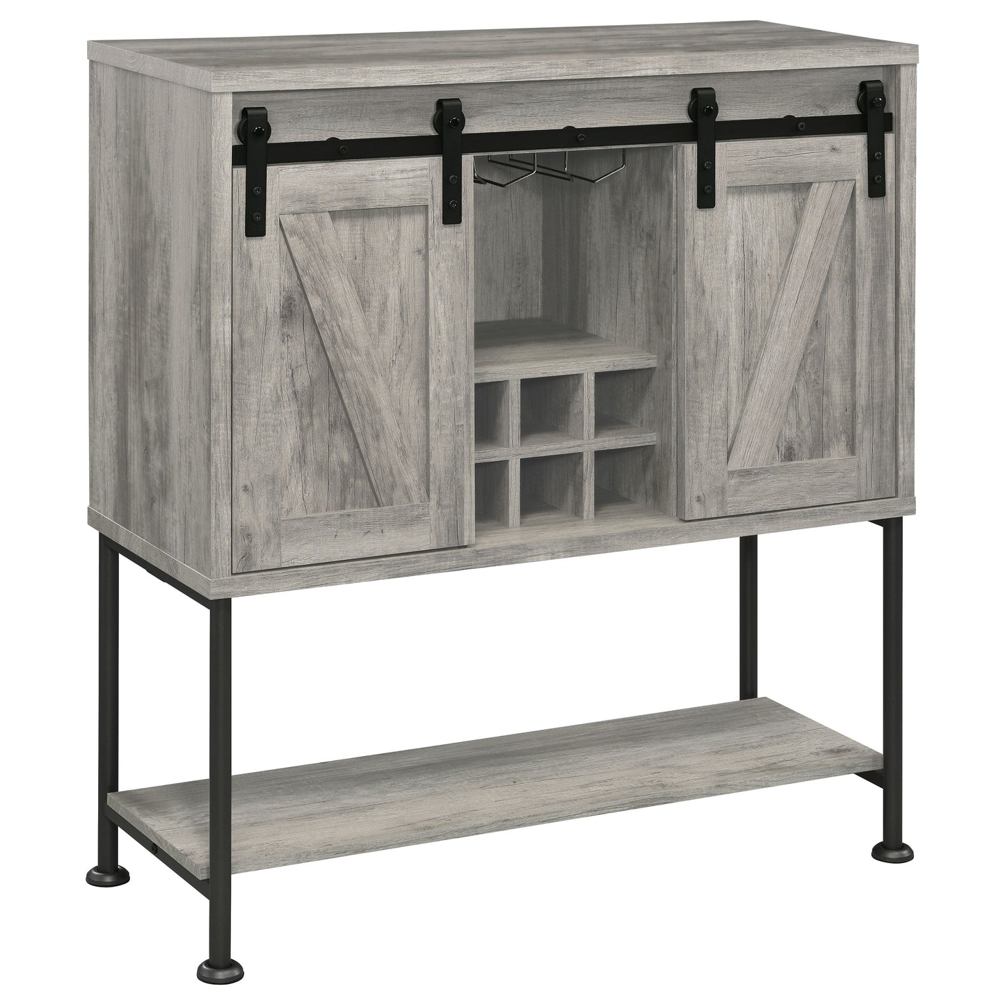 Claremont Sliding Door Home Bar Wine Cabinet Grey Driftwood