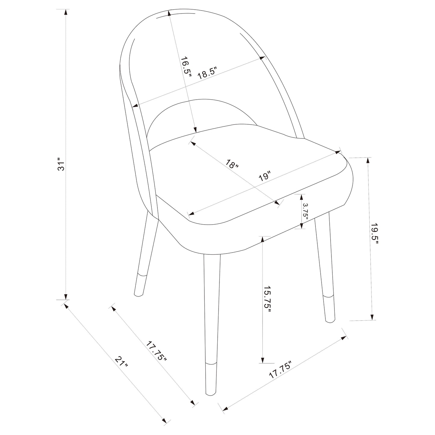 Lindsey Upholstered Dining Side Chair Black (Set of 2)