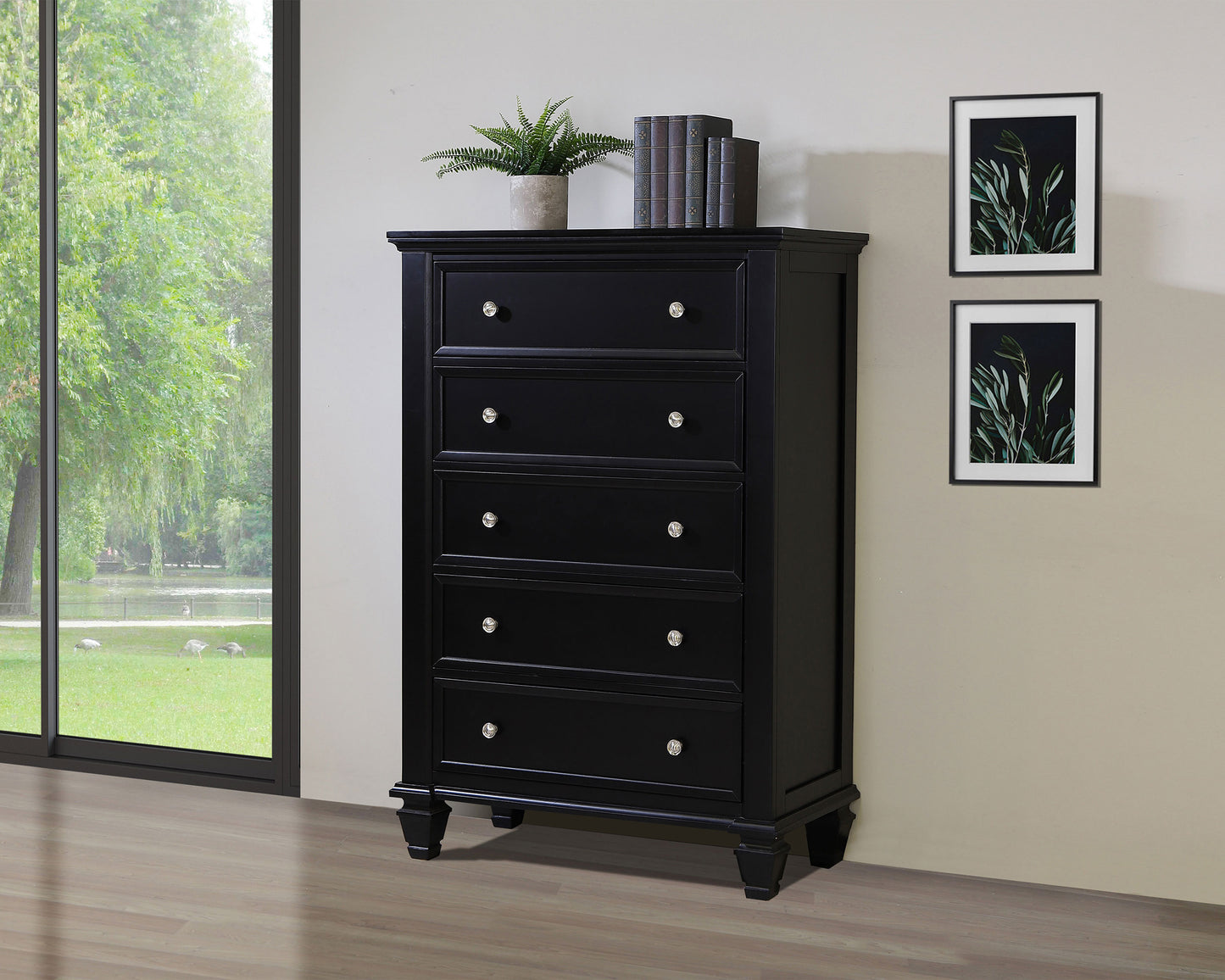 Sandy Beach 5-drawer Bedroom Chest Black