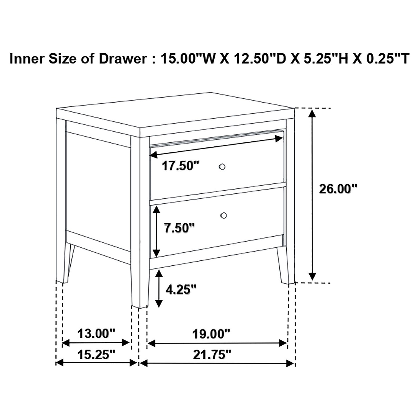 Carlton 2-drawer Nightstand Cappuccino