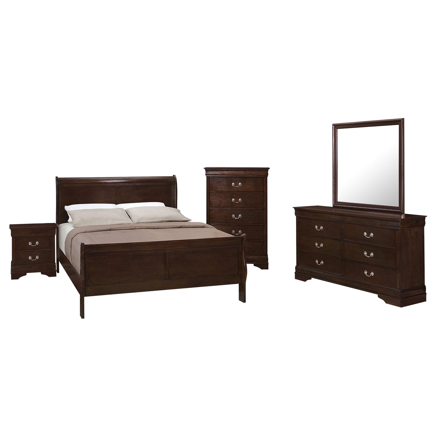 Louis Philippe 5-piece Full Bedroom Set Cappuccino