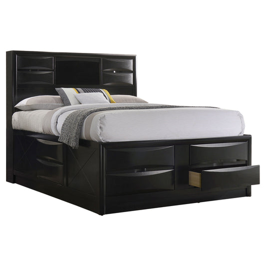 Briana Wood Queen Storage Bookcase Bed Black