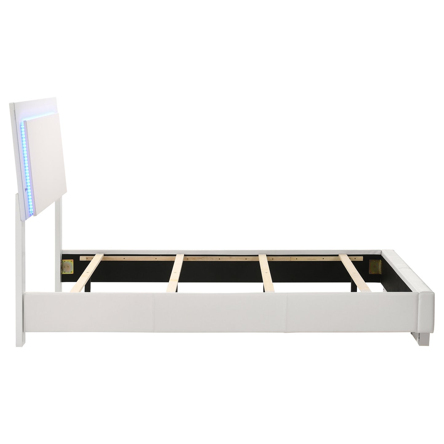 Felicity Wood Twin LED Panel Bed White High Gloss