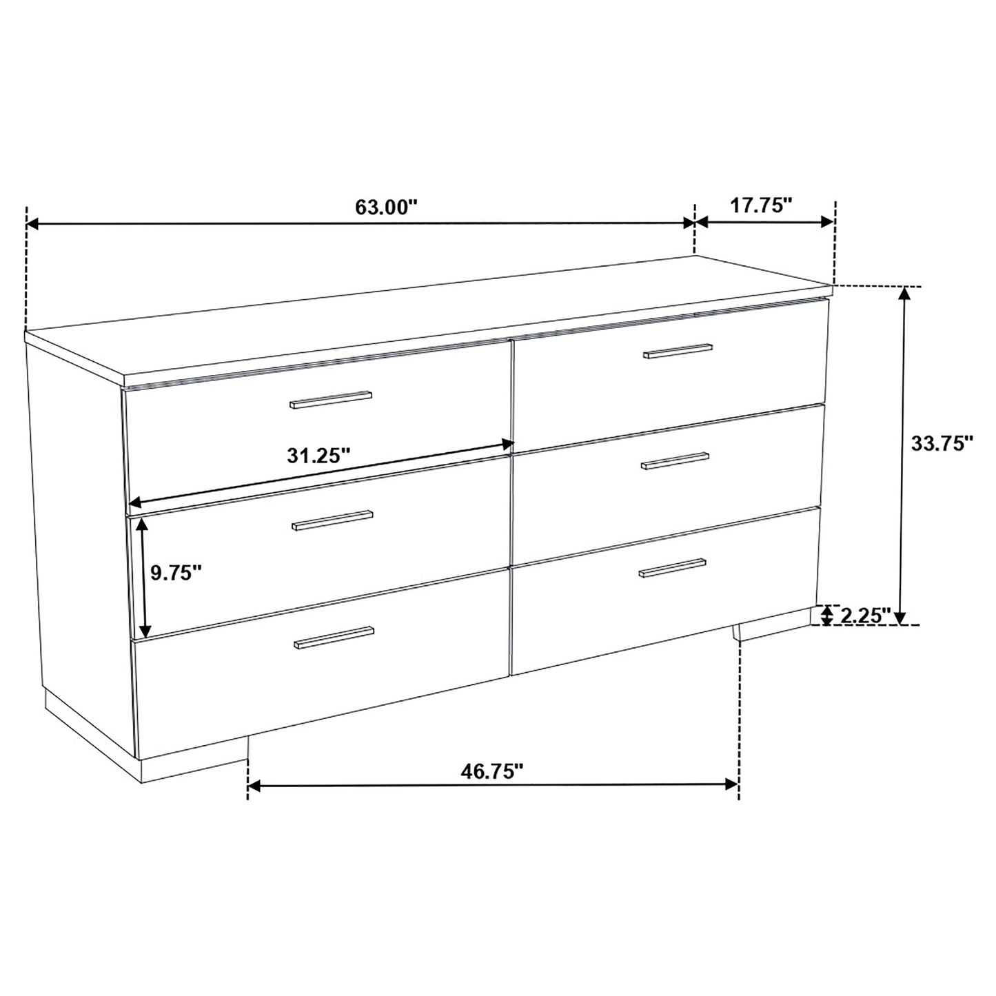 Felicity 4-piece Twin Bedroom Set White High Gloss