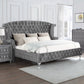 Deanna Upholstered Eastern King Wingback Bed Grey