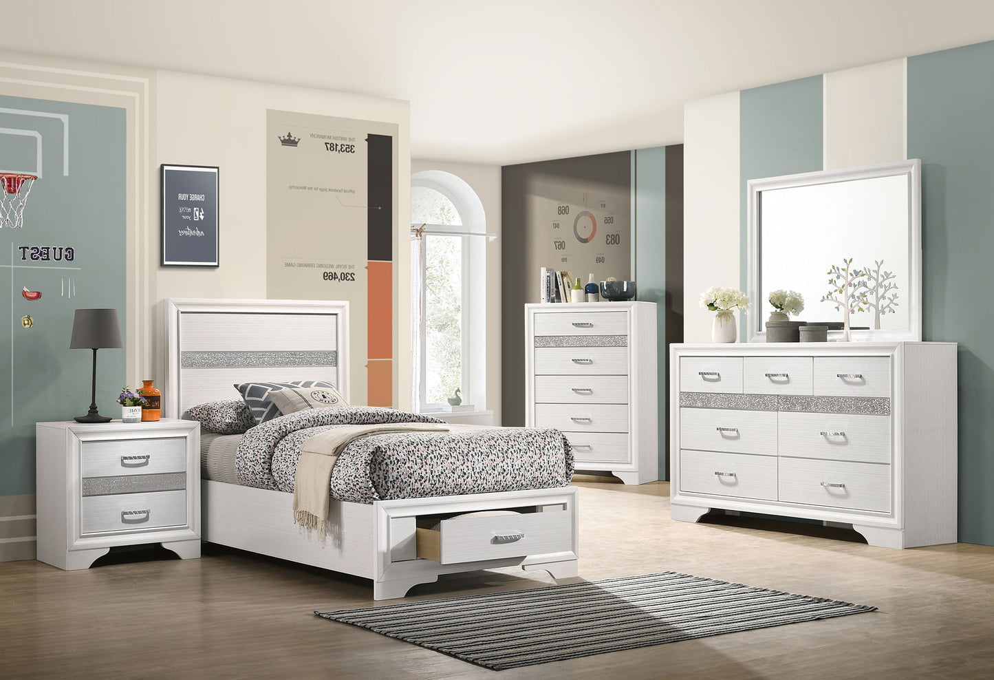 Miranda 5-piece Twin Bedroom Set White