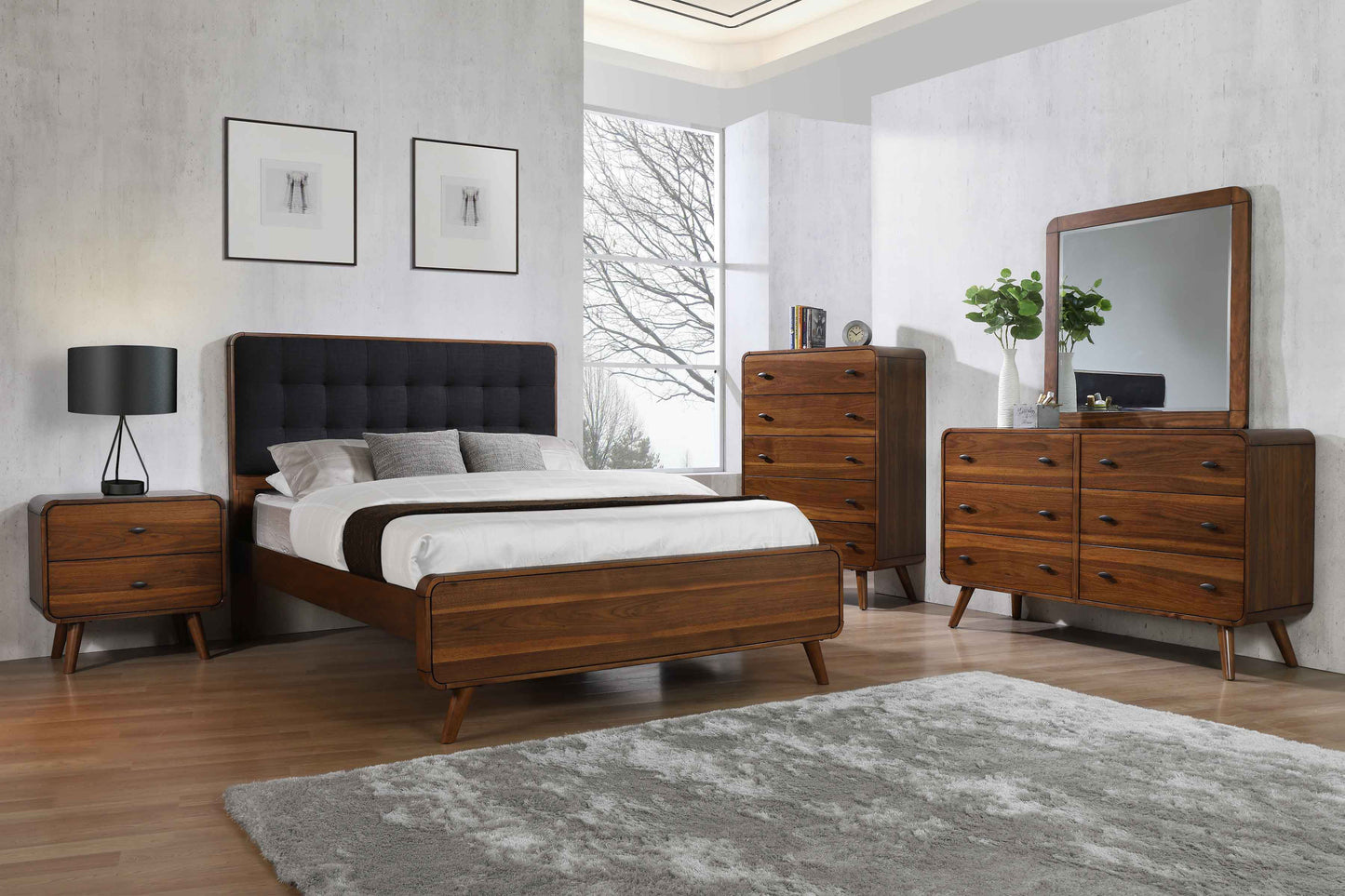 Robyn Wood Queen Platform Bed Dark Walnut