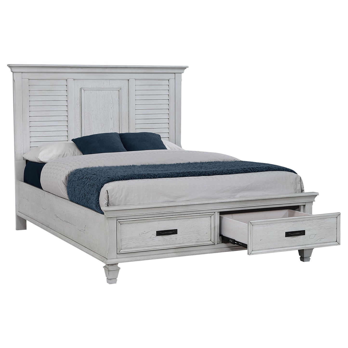 Franco Wood Eastern King Storage Panel Bed Distressed White