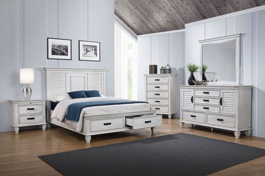 Franco 4-piece Eastern King Bedroom Set Distressed White