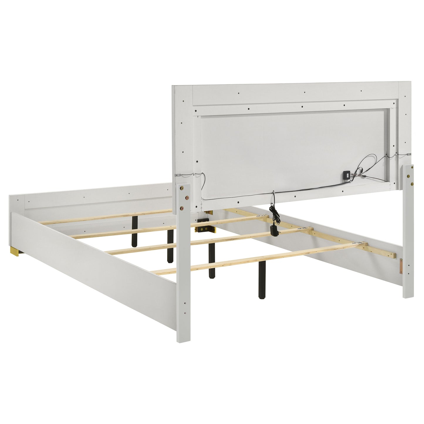 Marceline Wood Full LED Panel Bed White