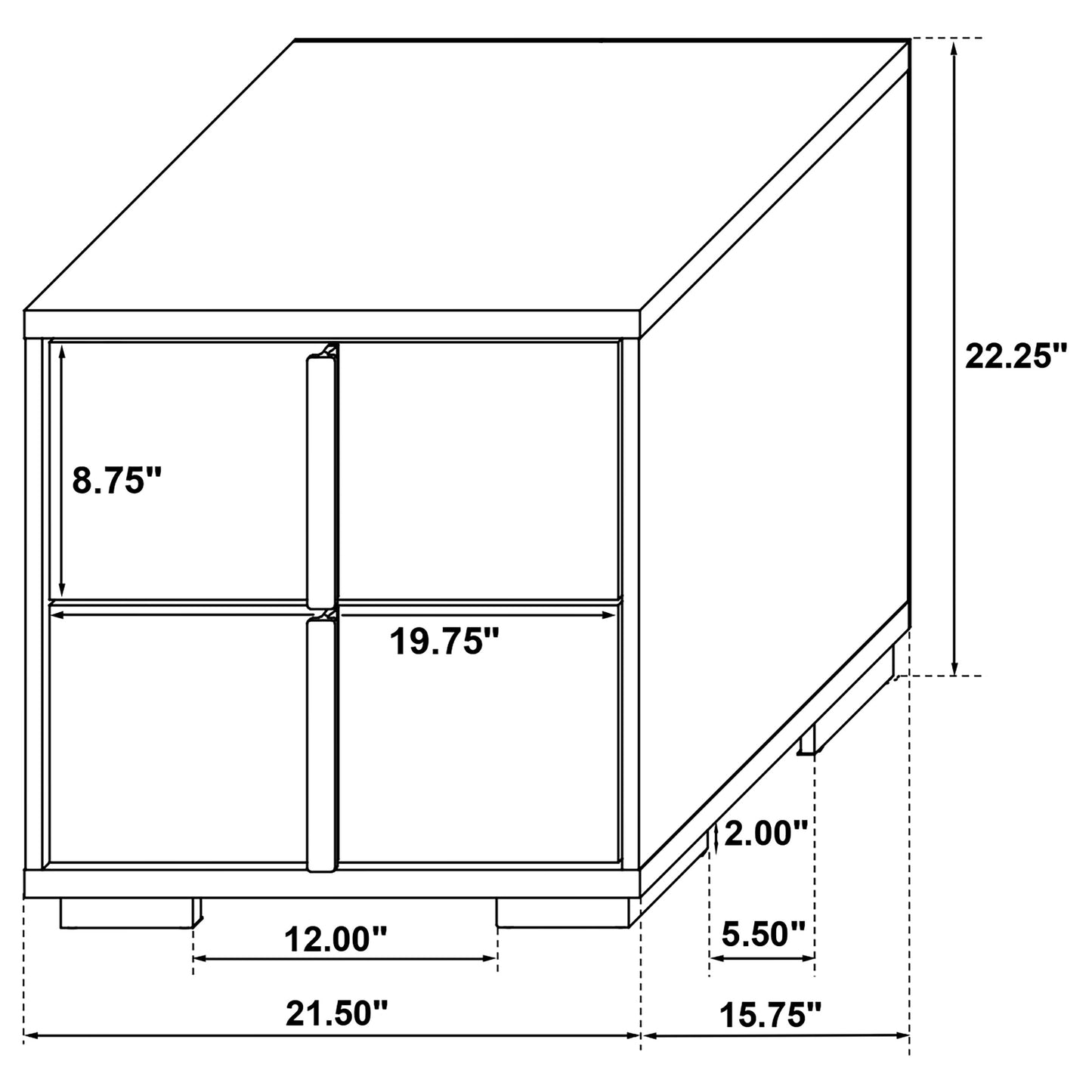 Marceline 2-drawer Nightstand White